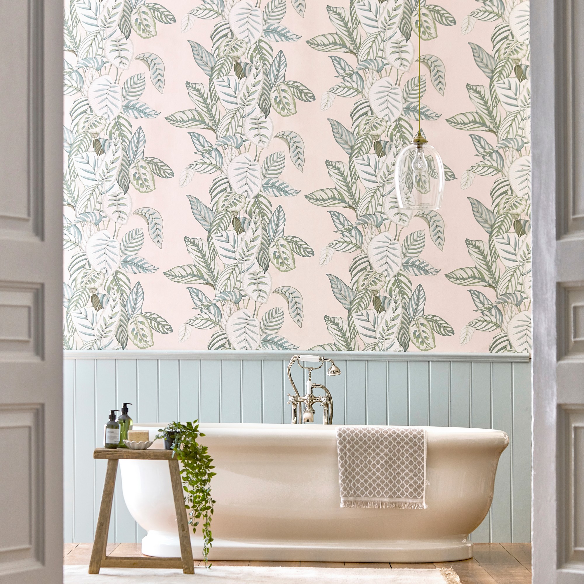 Calathea Wallpaper 216632 By Sanderson In Orchid Eucalyptus